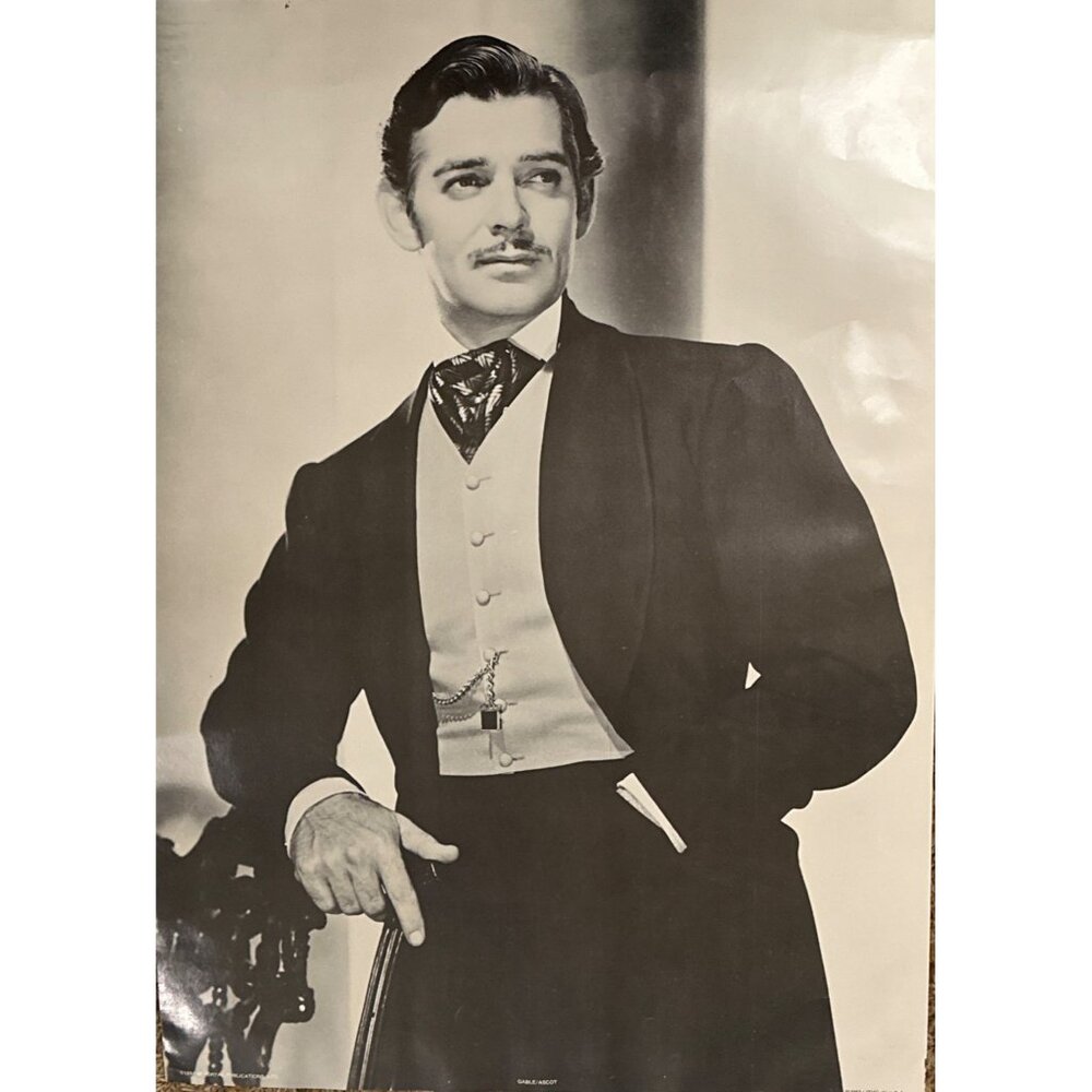 Clark Gable "Gone With The Wind" Movie Character B&W Wall Poster Size 20"x 28"